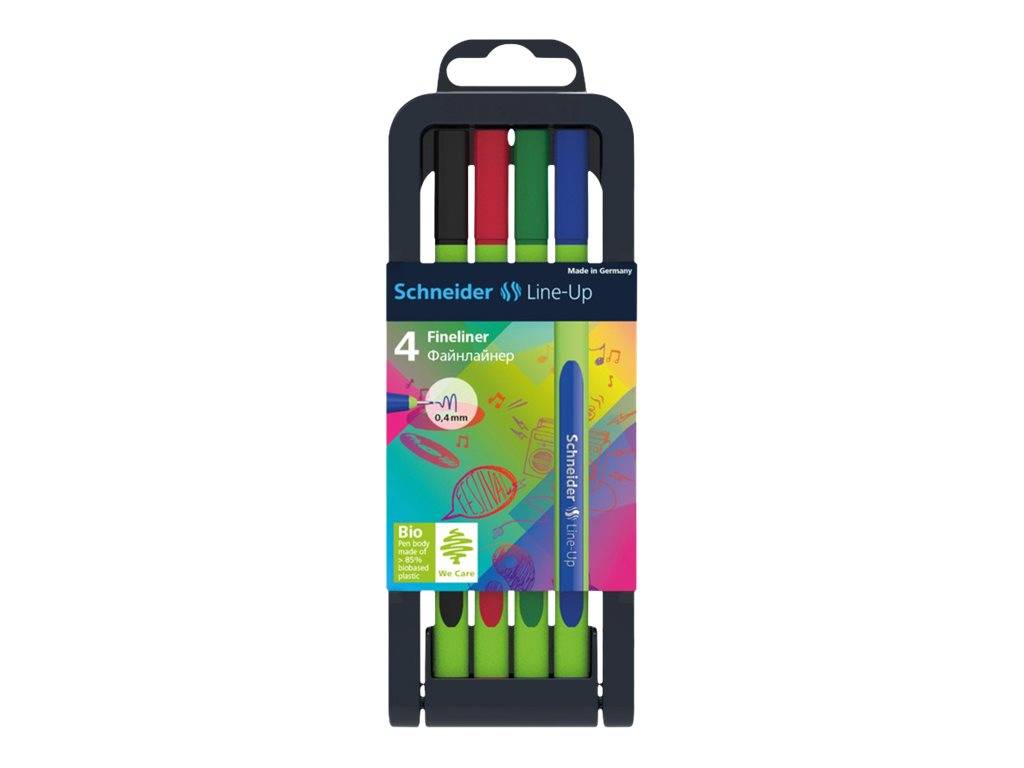 Schneider Line-Up - Fineliner - saphirschwarz, Blackforest Green, Lapisblau, Romantic Red - 0.4 mm (Packung mit 4)