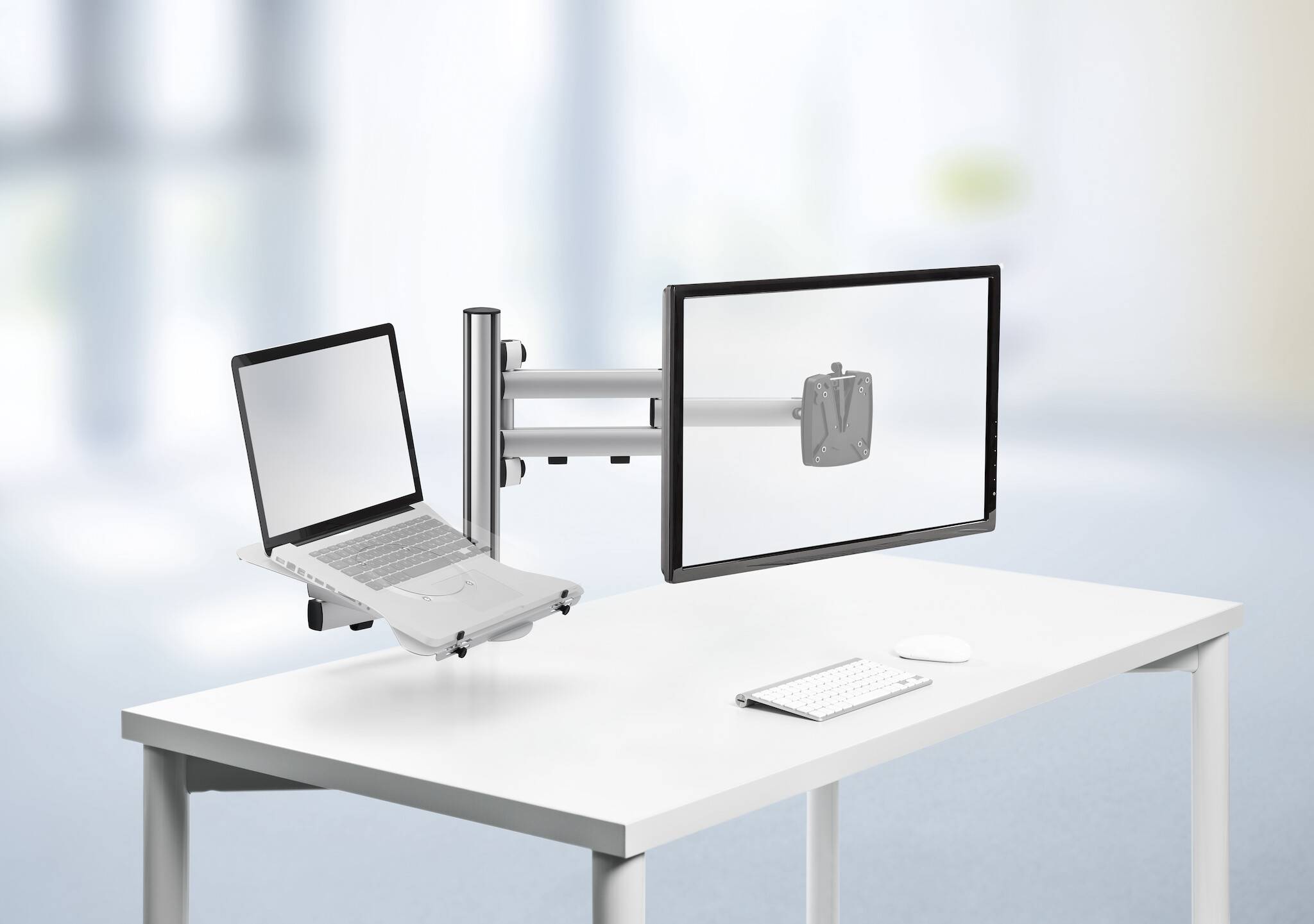 Novus Business Combination Mehrplatzset, Monitor- u. Notebookhalter an Säule