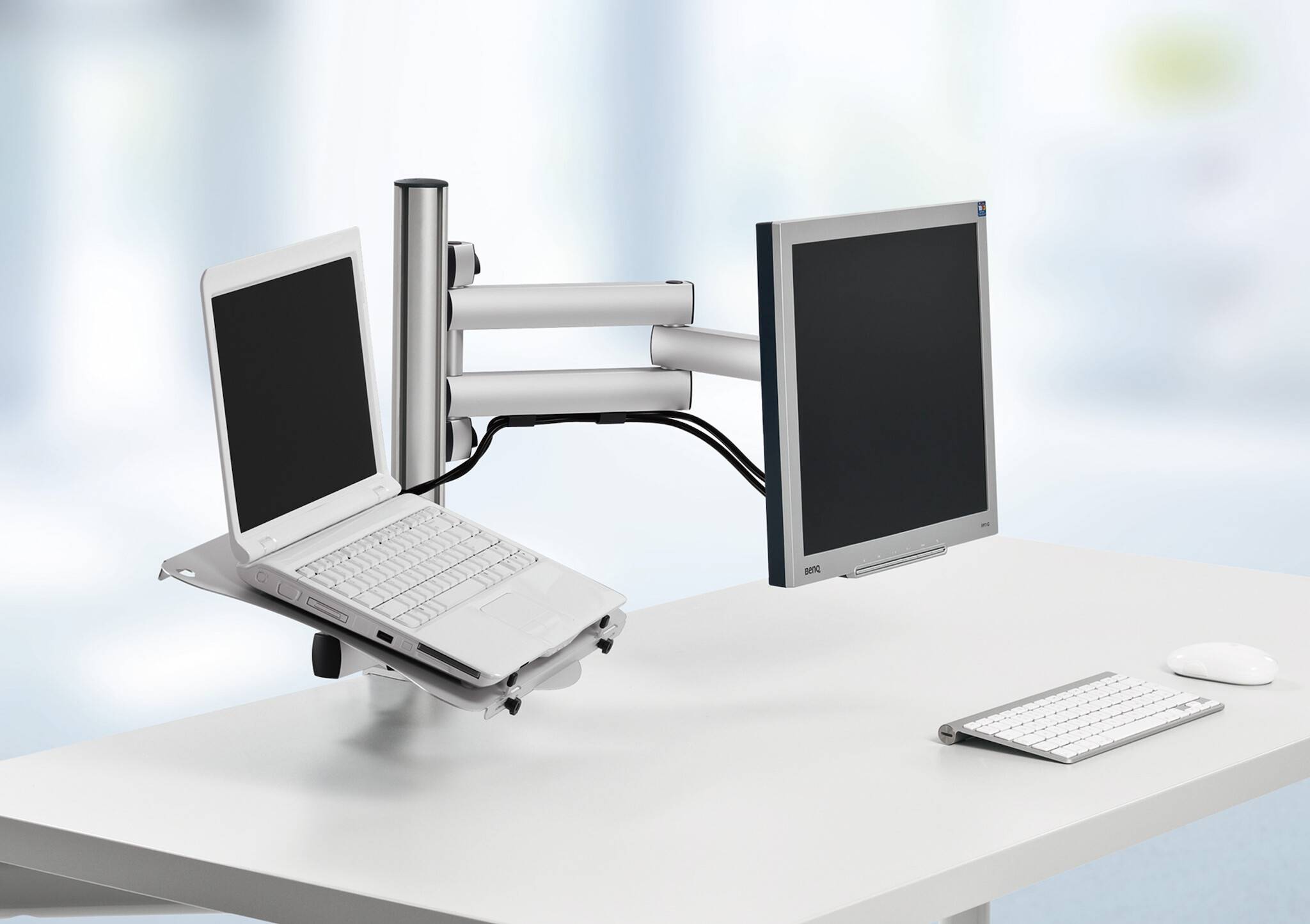 Novus Business Combination Mehrplatzset, Monitor- u. Notebookhalter an Säule