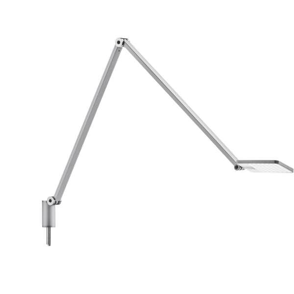 Verstellbarer Schreibtischleuchten-Arm mit zwei beweglichen Metallsegmenten und einem rechteckigen Leuchtenköpfen auf weißem Hintergrund.
