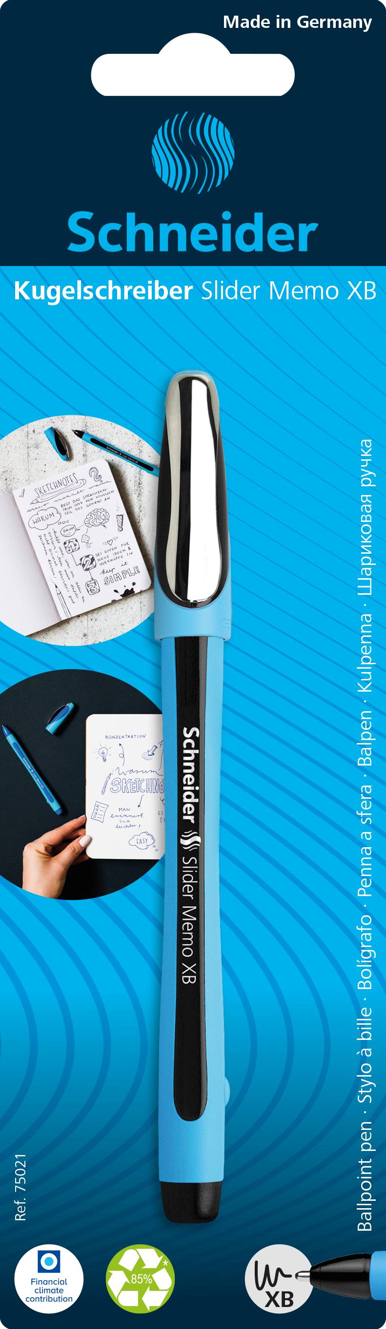 Kugelschreiber Slider Memo XB Blisterkarte mit 1 Stück, schwarz