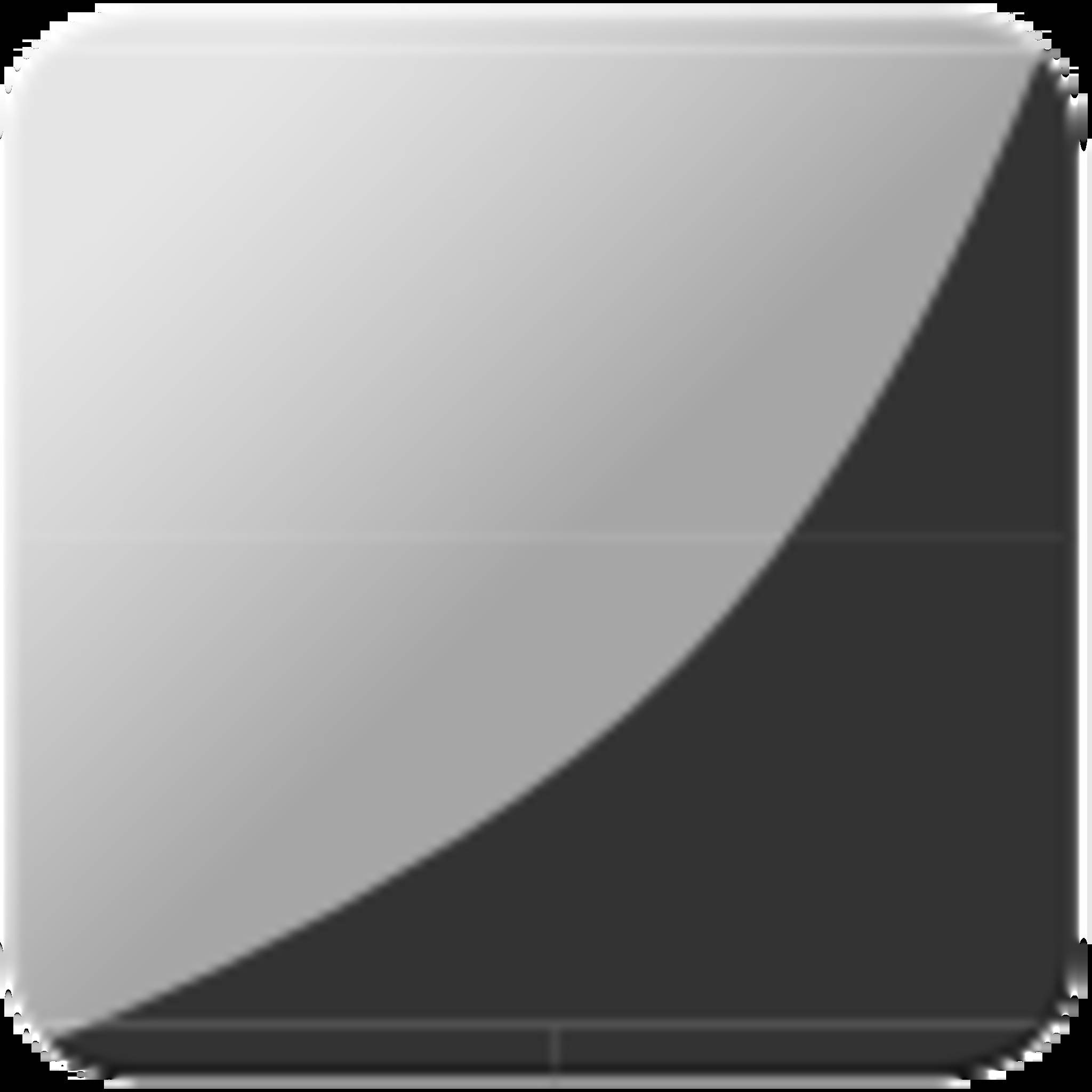 Graues abgerundetes Quadrat-App-Symbol mit glänzendem umgeknicktem Eckeneffekt und dunklem Schatten in der unteren rechten Ecke.