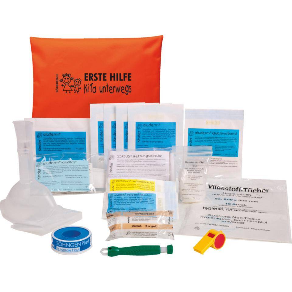 SÖHNGEN® Erste-Hilfe-Tasche KiTa unterwegs, orange, Nylon, beschichtet, 240x170mm