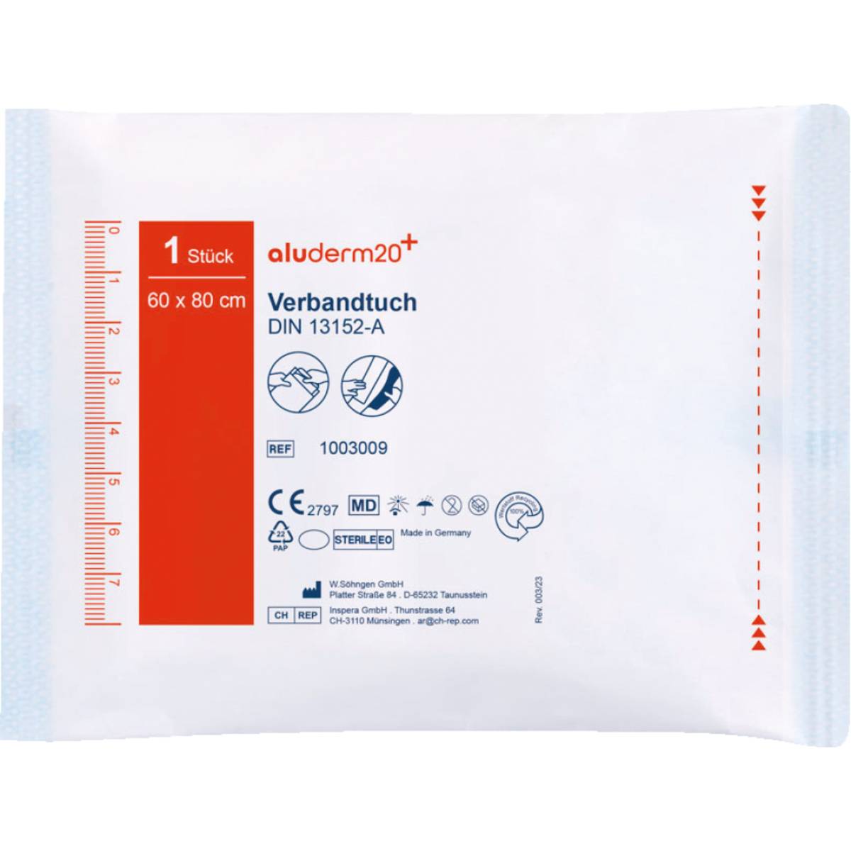 aluderm® Verbandtuch, DIN 13152, steril verpackt, 60x80cm