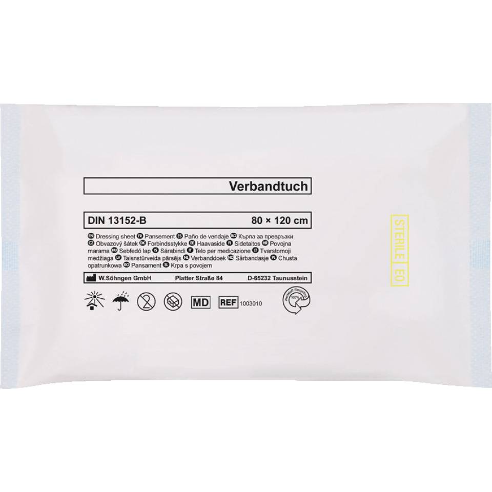 SÖHNGEN® Verbandtuch, DIN 13152, steril verpackt, 80x120cm