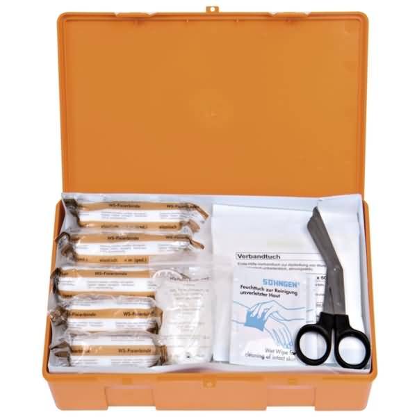 KFZ-Verbandkasten Kunststoff orange mit Füllung Standard DIN 13164