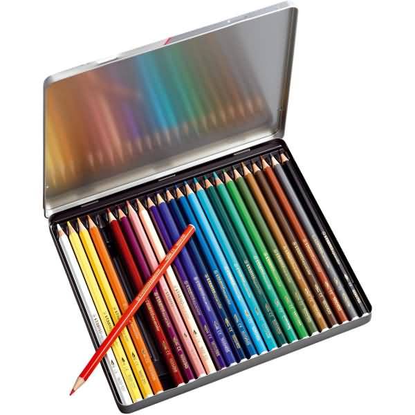 Aquarell-Buntstift Stabiloaquacolor Metalletui mit 24 Stiften