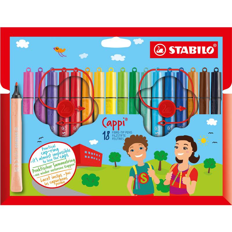STABILO Fasermaler Cappi, 18er Kartonetui
