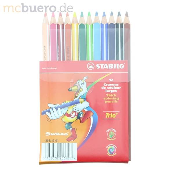 Dreikant-Buntstift Trio dick Kunststoffetui mit 12 Stiften