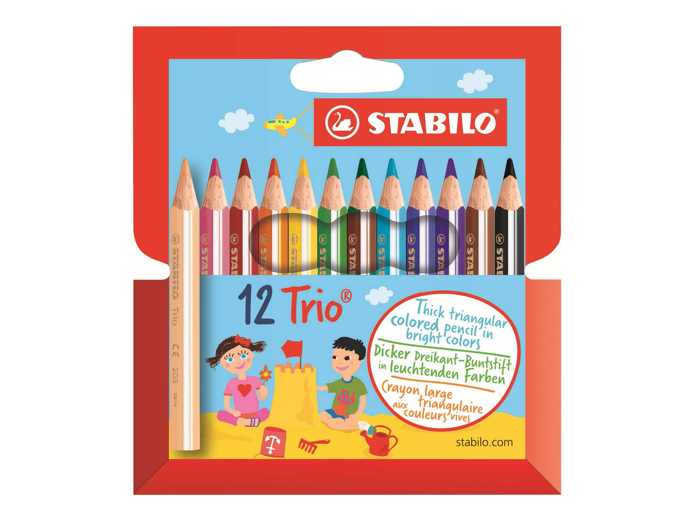 STABILO Trio thick short - Farbstift - verschiedene Farben - 4.2 mm (Packung mit 12)