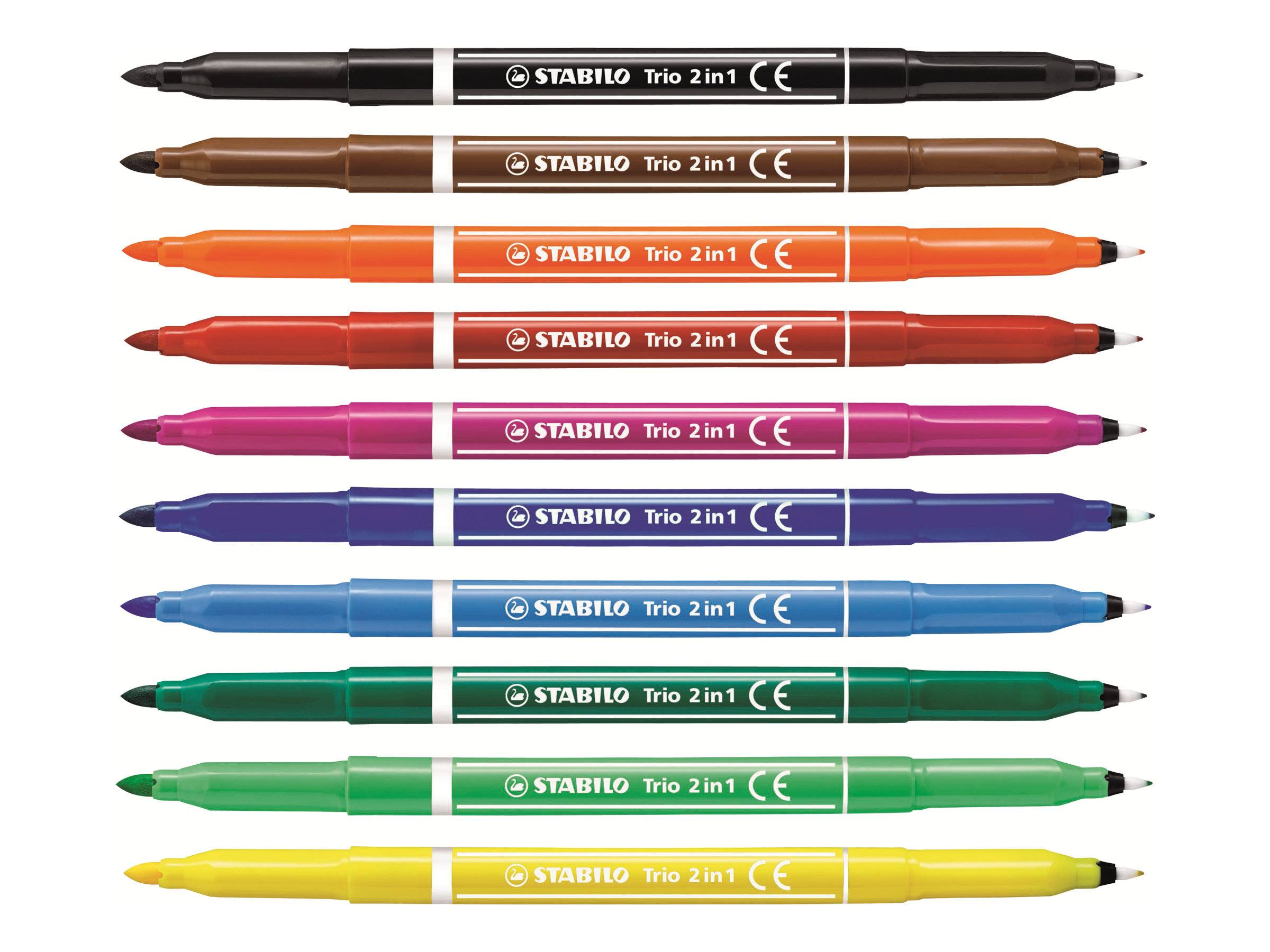 STABILO Trio 2 in 1 - Doppelspitzenfilzstift - 0.5 mm / 2 mm - fein / breit (Packung mit 10)