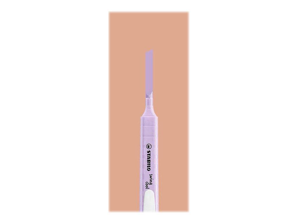 Lavender STUDIO Eyeliner-Stift mit einer langen Applikatorspitze auf pfirsichfarbenem Hintergrund.
