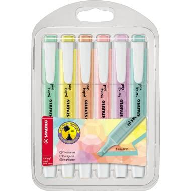 STABILO swing cool Pastel Edition - Textmarker - verschiedene Farben (Packung mit 6)