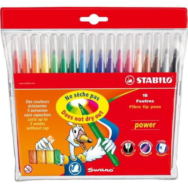 Fasermaler power Kunststoffetui mit 18 Stiften