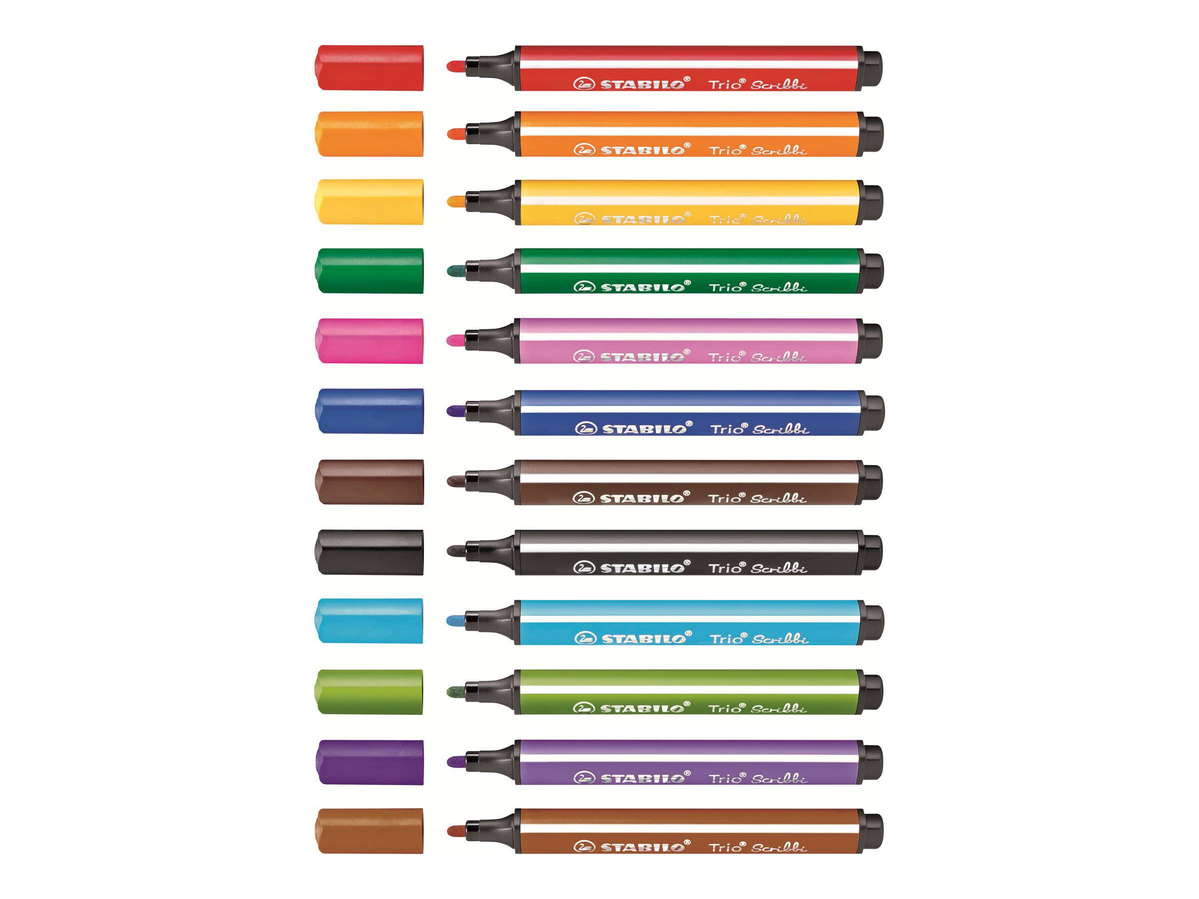 STABILO Trio Scribbi - Filzstift - gemischte Farben - 1.5-2 mm - groß (Packung mit 12)