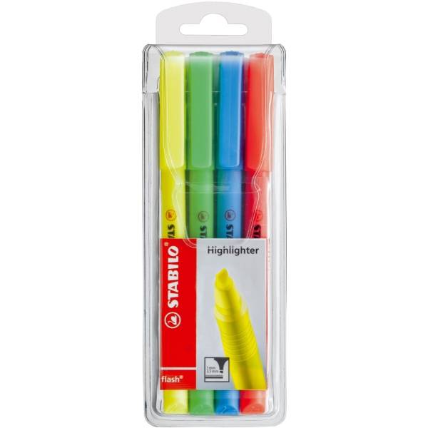 Textmarker flash Etui mit 4 Stiften