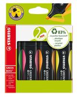 STABILO GREEN BOSS - Textmarker - Grün, Gelb, Orange, rosa - wasserbasierte Tinte - 2-5 mm (Packung mit 4)
