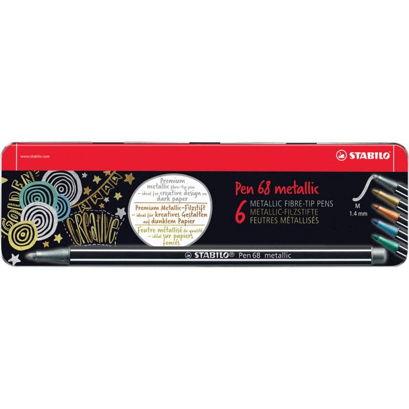 STABILO Fasermaler Pen 68 metallic, 6er Metalletui