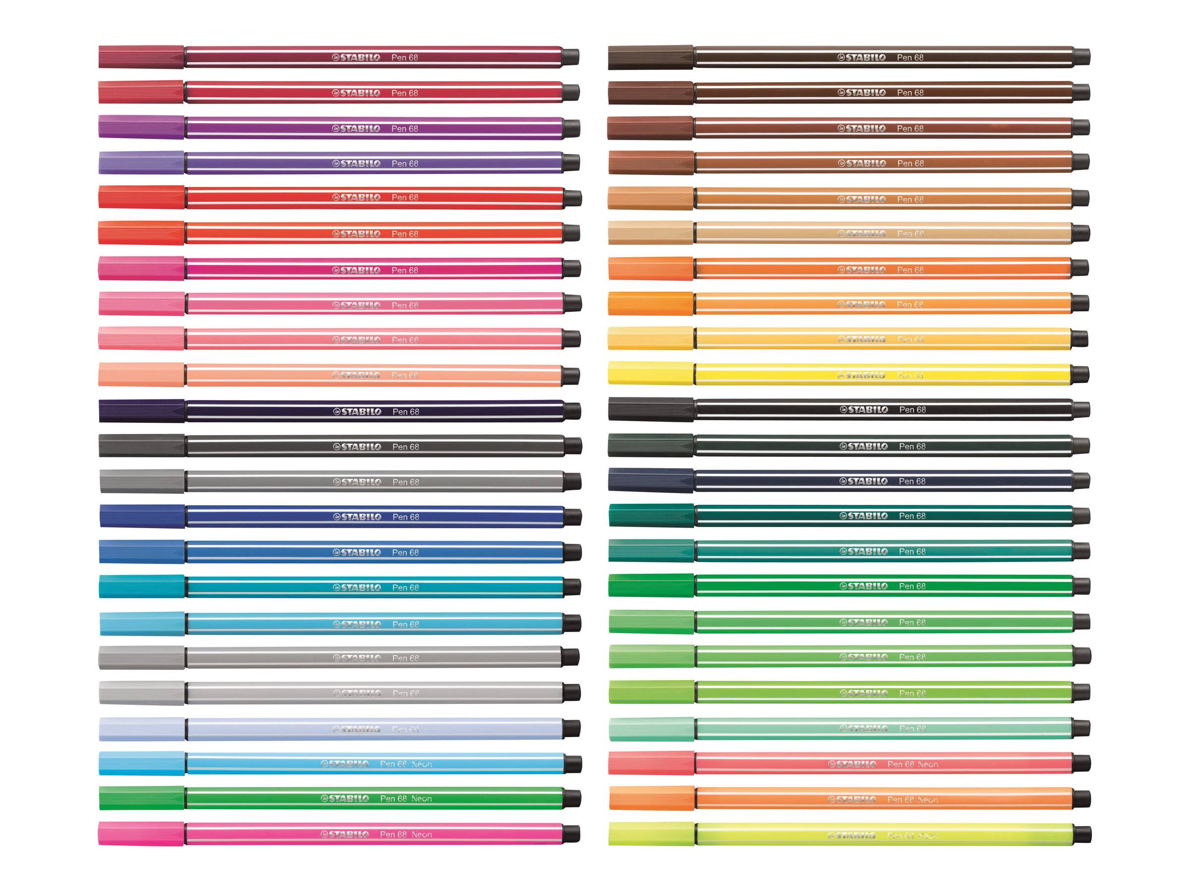 STABILO Pen 68 - Filzstift - Schwarz, Grün, Gelb, braun, Ultramarine, Karmin - wasserbasierte Tinte - 1 mm - Mittel (Pac