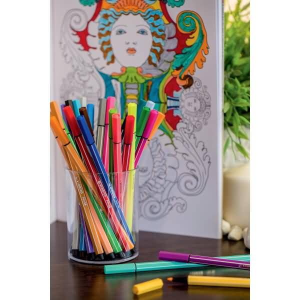 STABILO Pen 68 Cardboard Wallet, Medium, 30 Farben, Mehrfarbig, 1 mm, Mehrfarbig, Hexagonal