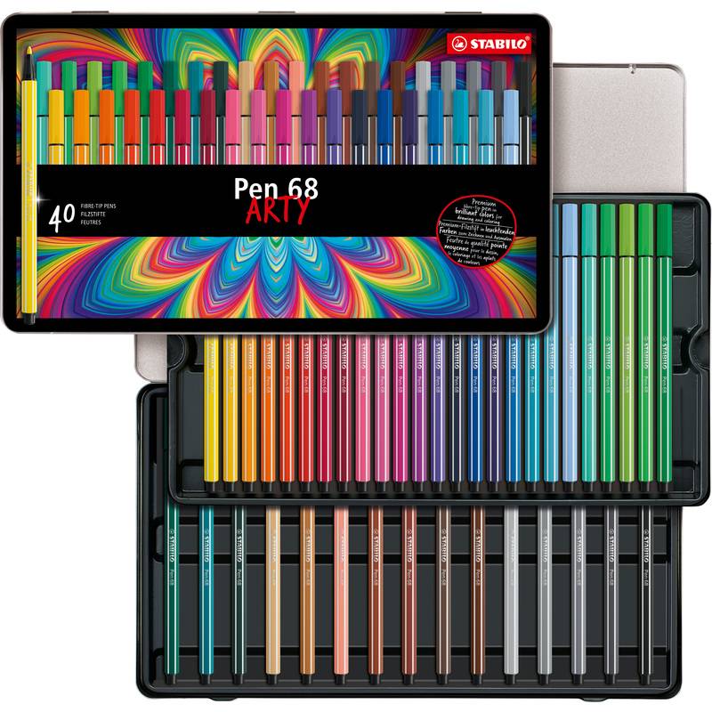 STABILO Fasermaler Pen 68, 40er Metalletui