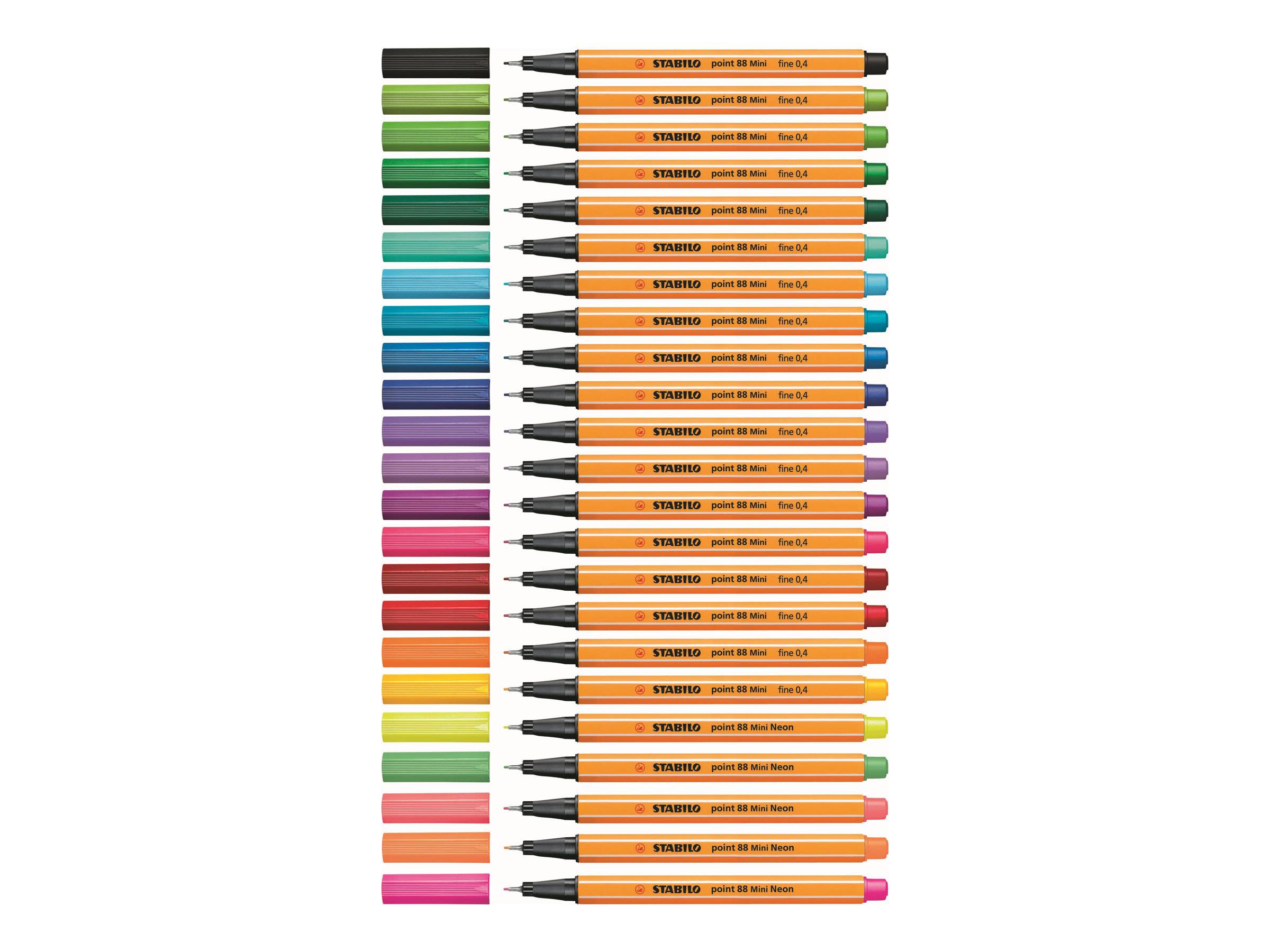 STABILO point 88 Mini - Fineliner - verschiedene Farben - 0.4 mm - fein (Packung mit 12)