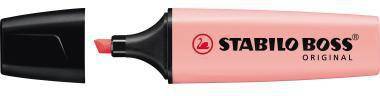Pink STABILO BOSS ORIGINAL Textmarker mit entfernter Kappe, die die Keilspitze zeigt.