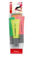 STABILO NEON - Textmarker - Grün, Gelb, Orange, rosa - wasserbasierte Tinte - 2-5 mm (Packung mit 4)