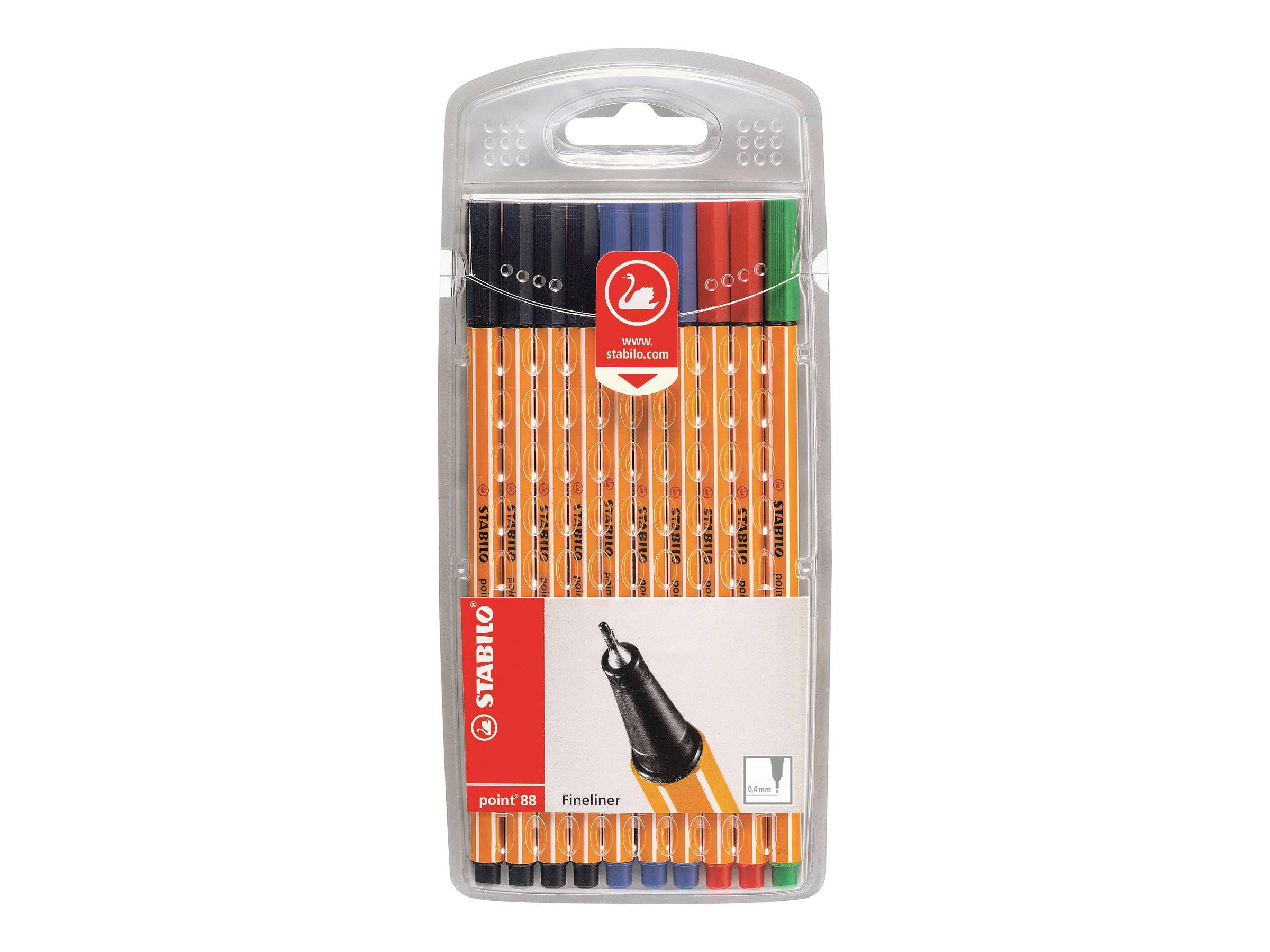 STABILO point 88 - Fineliner - verschiedene Farben - 0.4 mm - extrafein (Packung mit 10)
