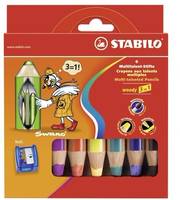 STABILO woody 3 in 1 - Farbstift - für Glas, Leder, Metall - Gelb, braun, Ultramarine, fliederfarben , STABILO-Rot, Dunk