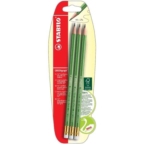 Bleistift Greengraph mit Radierer HB