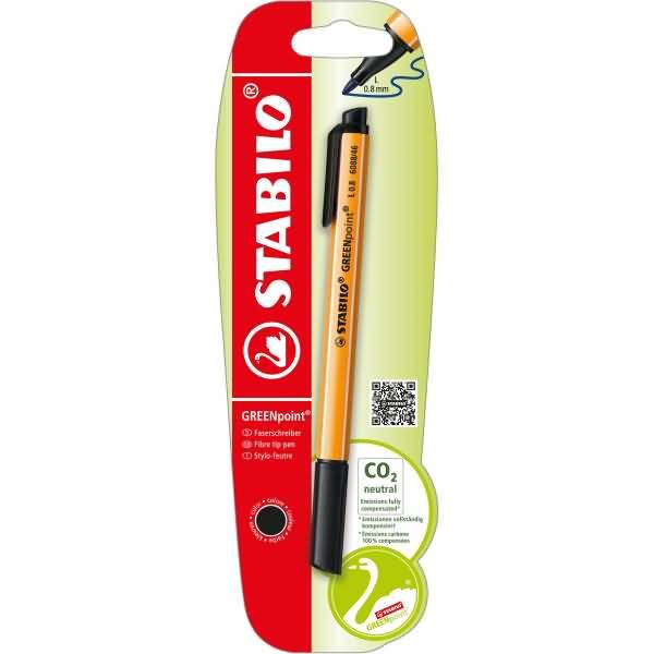 Faserschreiber GreenPoint 0,8 mm schwarz Blisterkarte