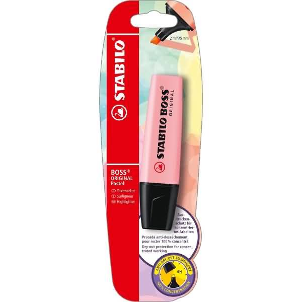 Textmarker Boss Original Pastel rosiges Rouge Blisterkarte