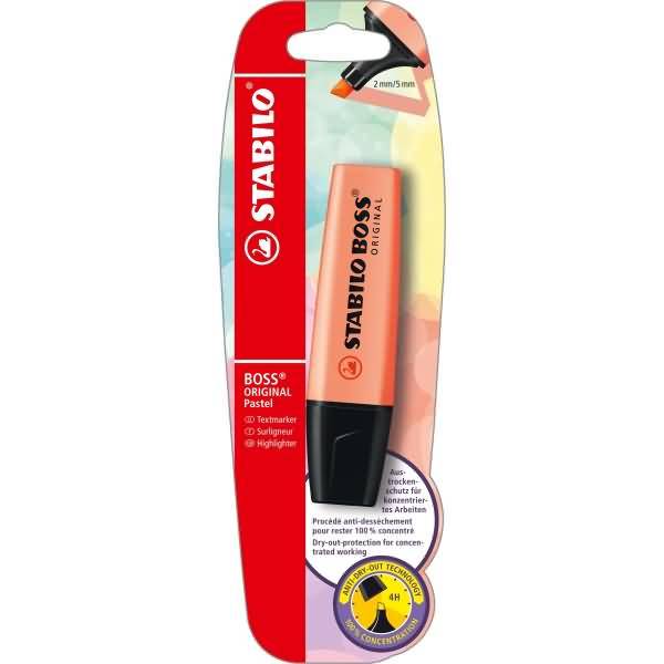 Textmarker Boss Original Pastel cremige Pfirsichfarbe Blisterkarte