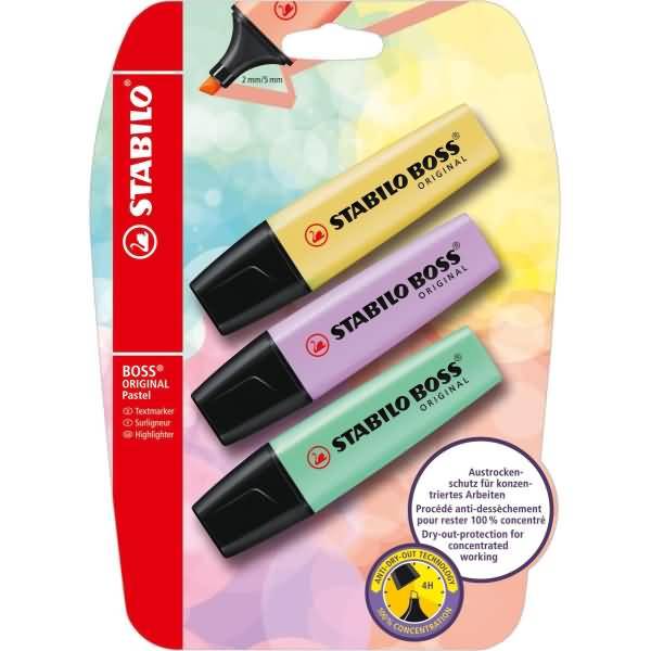 Textmarker Boss Original Pastel Blisterkarte VE=4 Stück