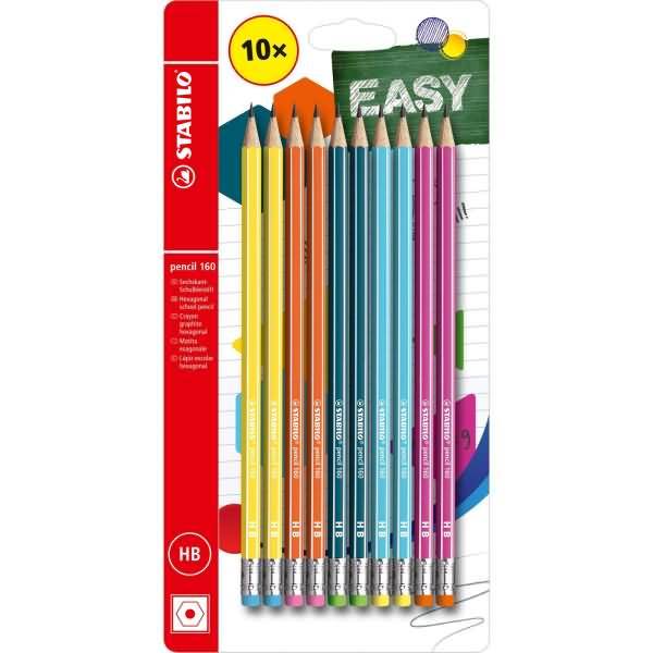 Schulbleistift mit Radierer pencil 160 HB VE=10 Stück Blister
