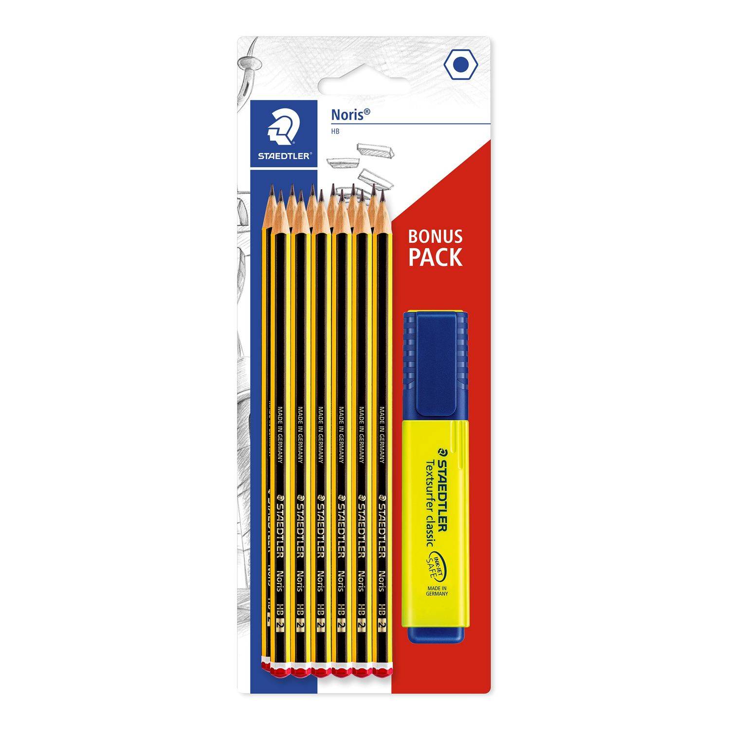 Staedtler 120 BK12P1, HB, Schwarz, Gelb, Hexagonal, PEFC, Sichtverpackung, 12 Stück(e)
