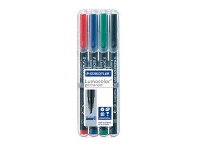 STAEDTLER Lumocolor - Marker - permanent - Schwarz, Rot, Blau, Grün - 2.5 mm - breit (Packung mit 4)