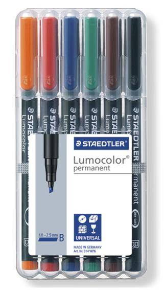 Staedtler 314 WP6, Schwarz, Blau, Braun, Grün, Orange, Rot, Transparent, Polypropylen (PP), 2,5 mm, 1 Stück(e)