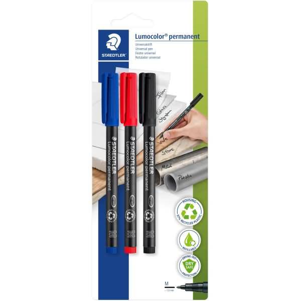 Folienstift Lumocolor M 1,0mm permanent rot/blau/schwarz