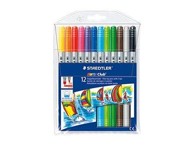 STAEDTLER Noris Club 320 - Duo-Fasermaler - gemischte Farben - wasserbasierte Tinte - 3 mm / 1 mm - fein / fein (Packung