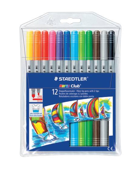 STAEDTLER Noris Club 320 - Duo-Fasermaler - gemischte Farben - wasserbasierte Tinte - 3 mm / 1 mm - fein / fein (Packung
