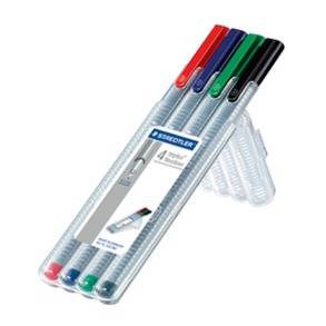 STAEDTLER triplus 334 - Fineliner - Schwarz, Rot, Blau, Grün - wasserbasierte Tinte - 0.3 mm - extrafein (Packung mit 4)