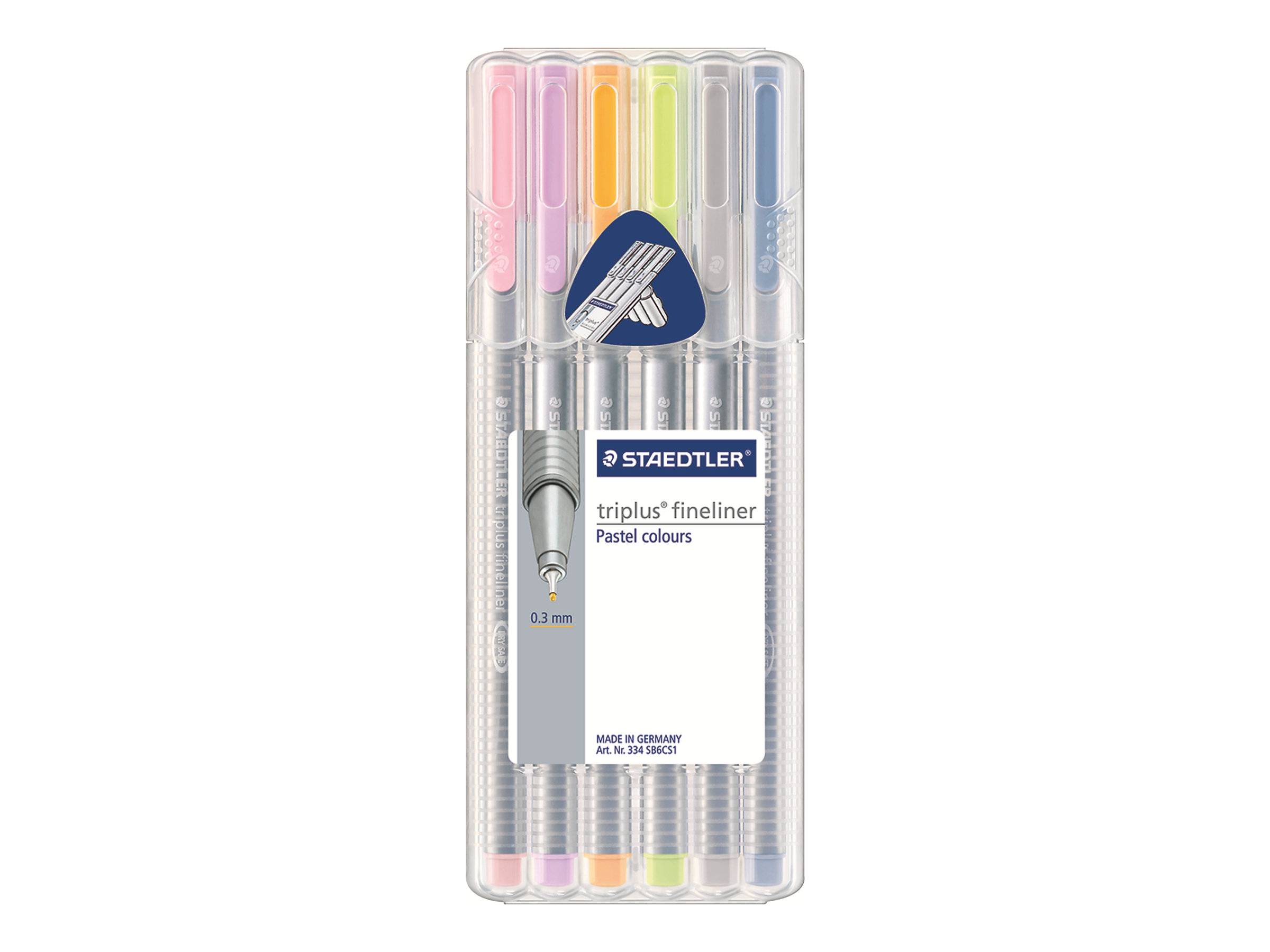 STAEDTLER triplus - Fineliner - Hellorange, Delftblau, hellgrün, Silbergrau, Lavendel, Light Carmine - wasserbasierte Ti