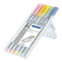STAEDTLER triplus - Fineliner - Hellorange, Delftblau, hellgrün, Silbergrau, Lavendel, Light Carmine - wasserbasierte Ti