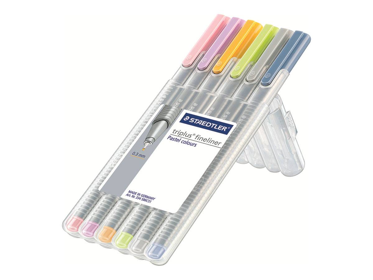 STAEDTLER triplus - Fineliner - Hellorange, Delftblau, hellgrün, Silbergrau, Lavendel, Light Carmine - wasserbasierte Ti
