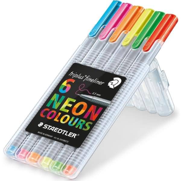 Feinschreiber triplus fineliner 0,3 mm neon Aufstellbox mit 6 Farben