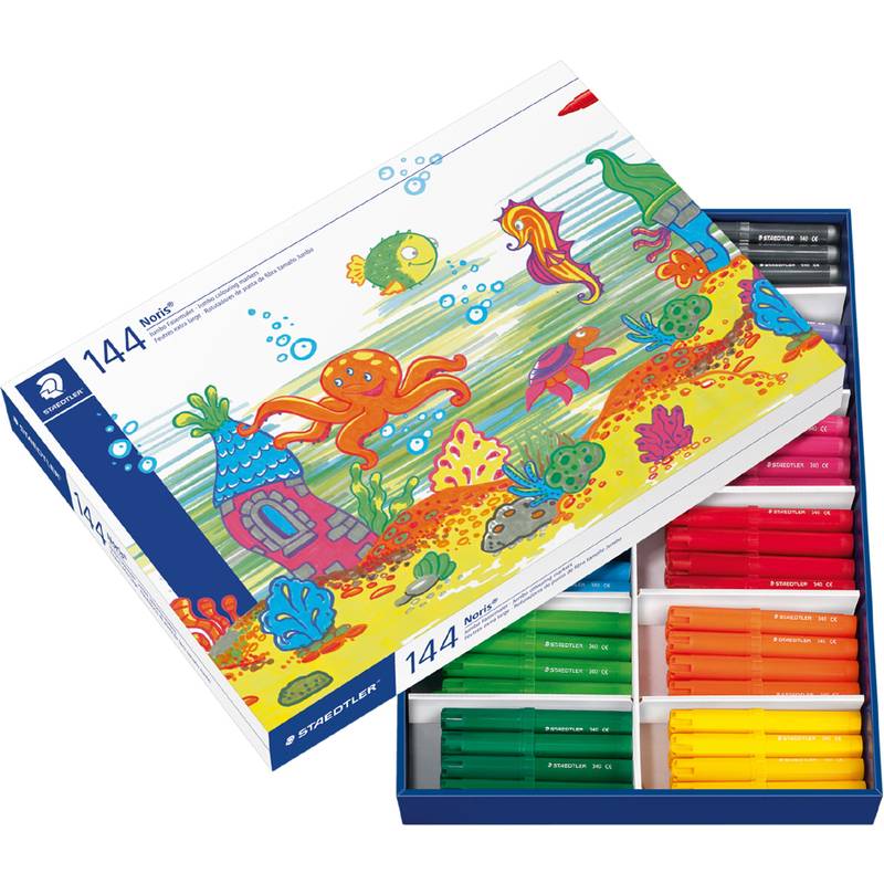 STAEDTLER Fasermaler Noris jumbo, 144er Schulbox