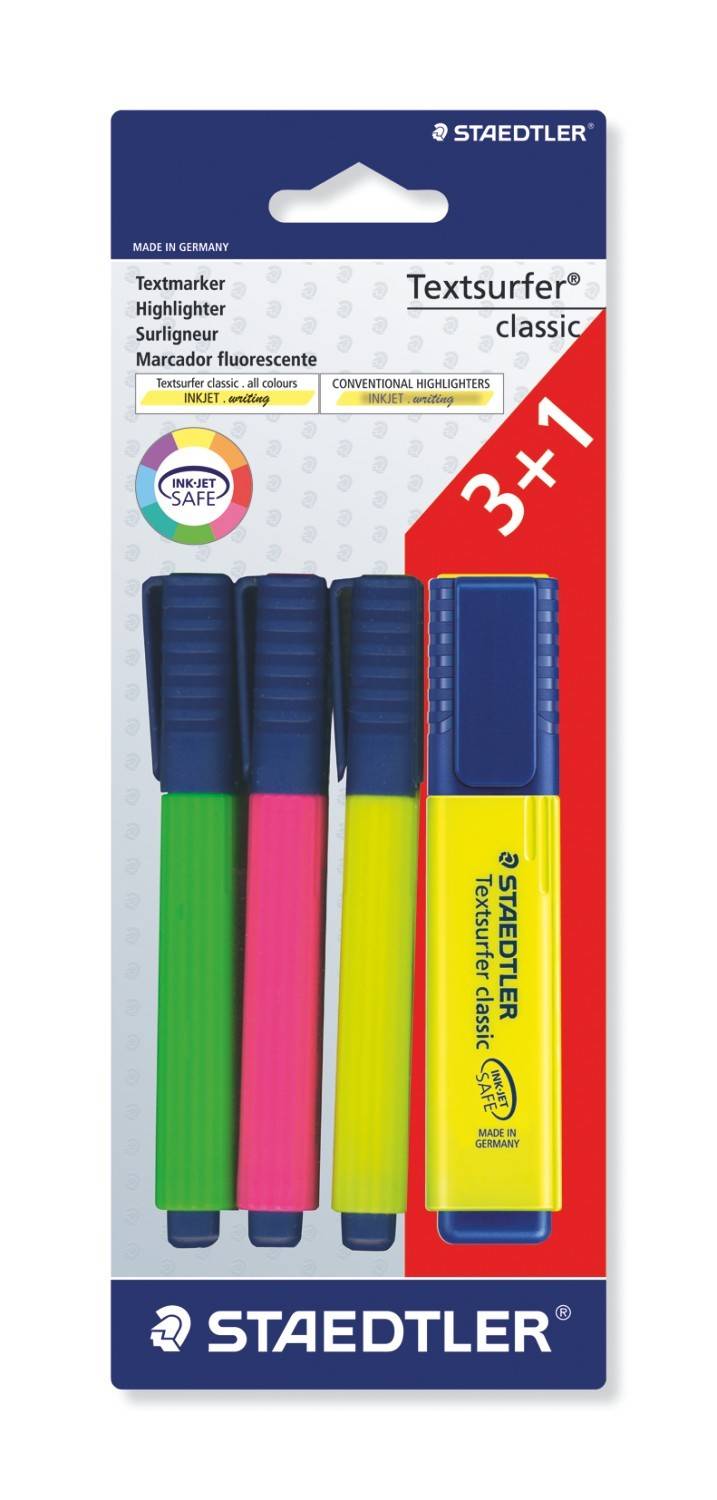 STAEDTLER Textsurfer classic - Textmarker - verschiedene Farben - Pigmenttinte - 1-5 mm (Packung mit 4)