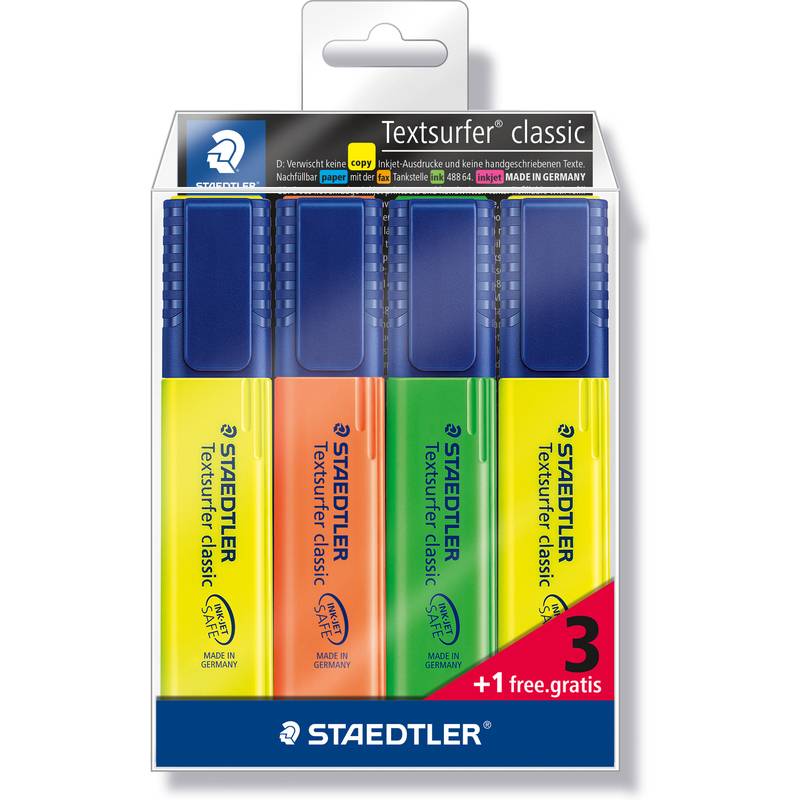 STAEDTLER Textmarker "Textsurfer classic", 3+1 gratis Etui